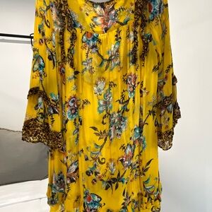 Anthropologie Vibrant Floral Long Sleeve Blouse